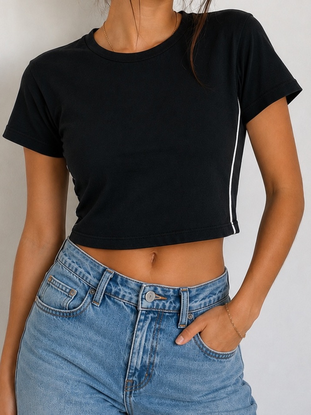 Hard Tail VINTAGE SIDE STRIPES CROP WORKOUT TEE NWT Size L